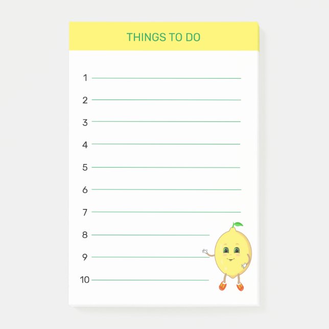 Bloco De Notas Coisas para fazer com limão feliz fofo (Frente)