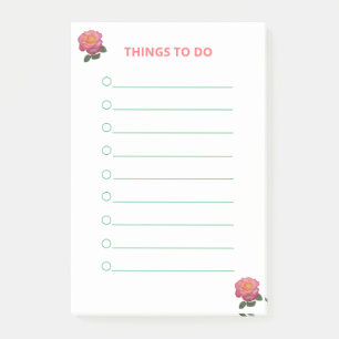 Bloco De Notas Coisas para Fazer com Rosas Cor-de-Rosa