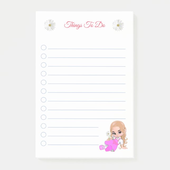 Bloco De Notas Coisas para fazer notas de fada fofa & flores de m (Frente)