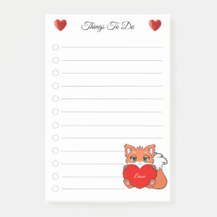 Bloco De Notas Coisas para Fazer & Pequena Raposa Fofa & Notas de