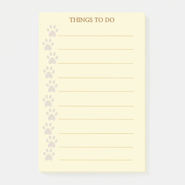 Bloco De Notas Coisas Personalizadas para Fazer com Patas Fofas (Frente)