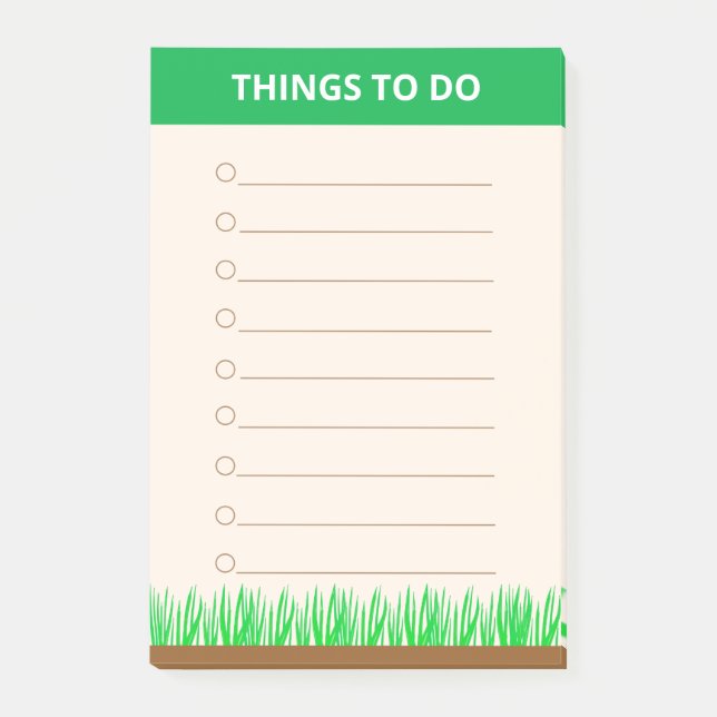Bloco De Notas Coisas Personalizadas Verdes e Bege para Fazer (Frente)
