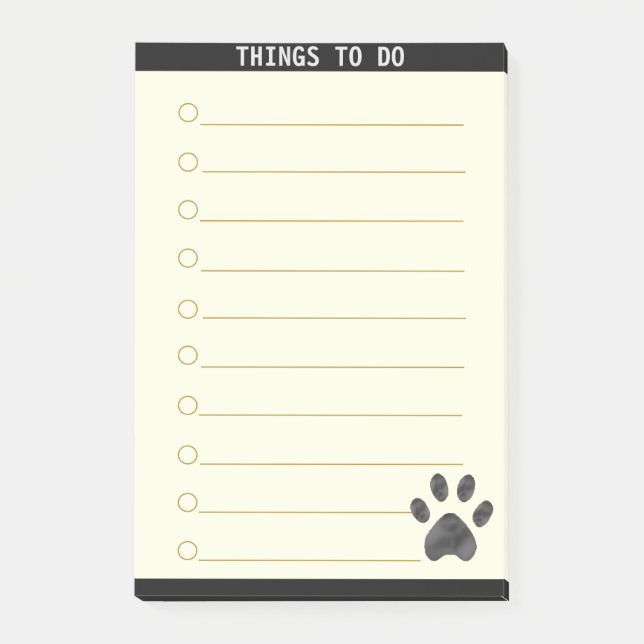 Bloco De Notas Coisas Personalizáveis Para Fazer & Pata Fofa (Frente)