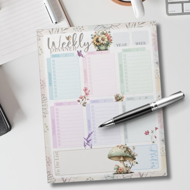 Bloco De Notas Colagem de Flores Silvestres Pastel – Geométrico F (Criador carregado)