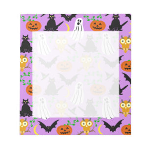 Bloco De Notas Colagem de Tema de Halloween Lança Padrão Roxo
