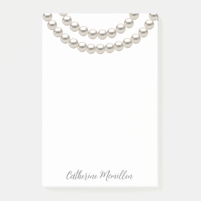 Bloco De Notas Colar de Pérolas Elegante (Frente)