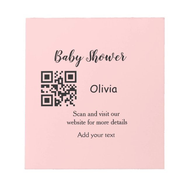 Bloco De Notas Colar texto do nome do chá de fraldas simples q r  (Frente)