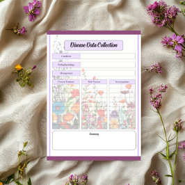 Bloco De Notas Coleta de Dados sobre Doenças e Jardim Roxo Bloque