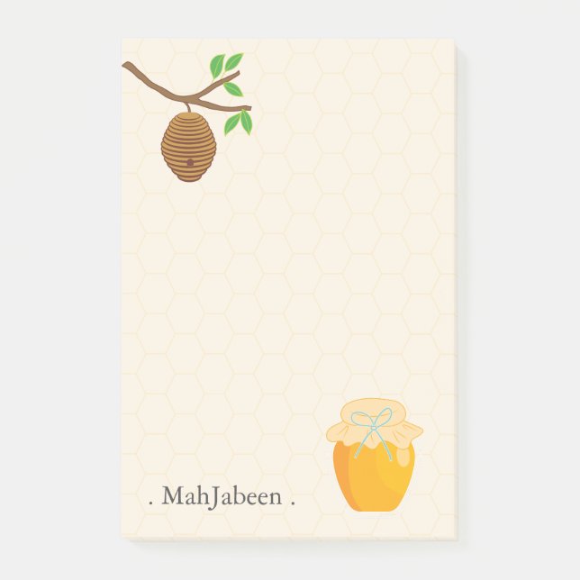 Bloco De Notas Colmeia de Abelhas e Mel de ouro (Frente)