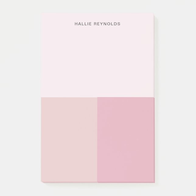 Bloco De Notas Colorblock Monograma Blush Pastel Cor-de-rosa páli (Frente)