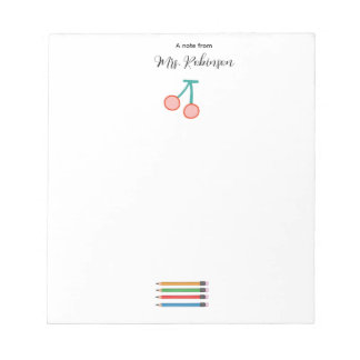 Bloco De Notas Colorful Crayons Strawberries Kindergarden Teacher