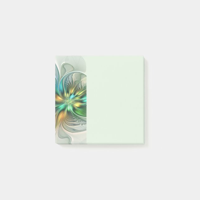 Bloco De Notas Colorful Fantasy Modern Abstract Flower Fractal (Frente)