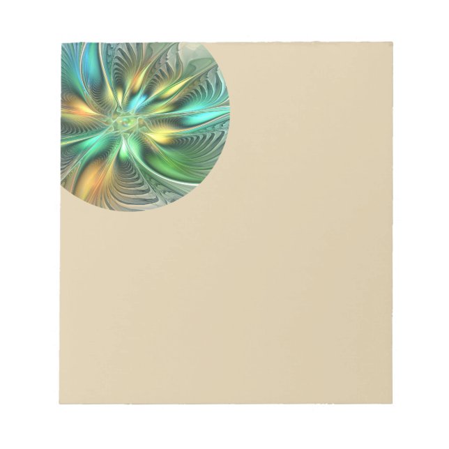 Bloco De Notas Colorful Fantasy Modern Abstract Flower Fractal (Frente)