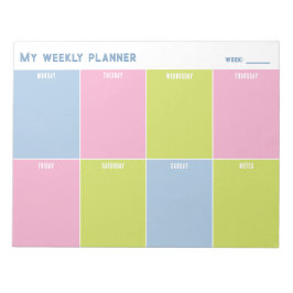 Bloco De Notas Colorful Pastel Custom Weekly Planner