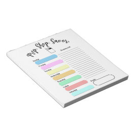 Bloco De Notas Colorful Weekly Meal Plan Notepad