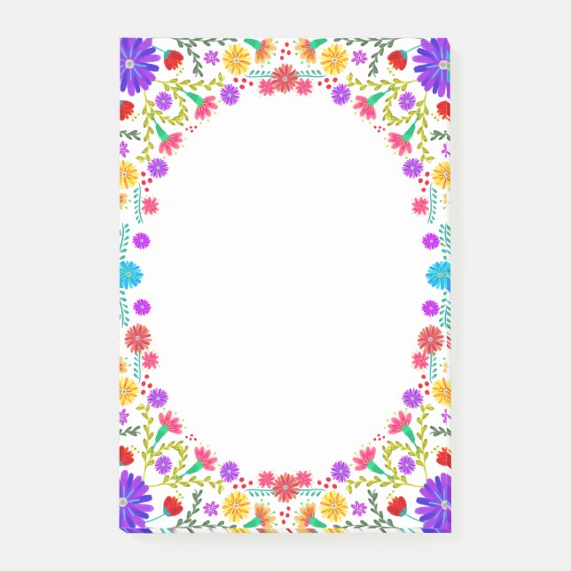 Bloco De Notas Colorida Fiesta - Quadro Floral Mexicano (Frente)