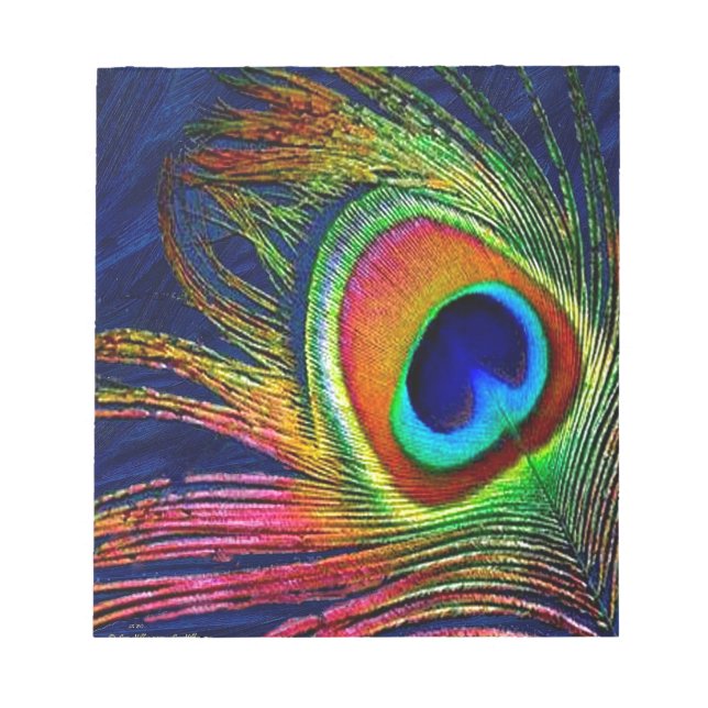 Bloco De Notas Colorida Peacock Feather Impressão (Frente)