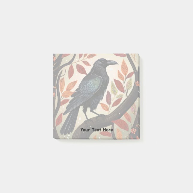 Bloco De Notas Colorida Raven Empoleirada numa Árvore (Frente)