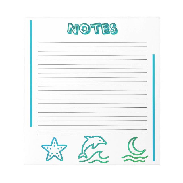 Bloco de Notas Colorido com Vida Oceânica (Frente)