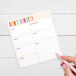 Bloco de Notas Colorido Não Esqueça Planner