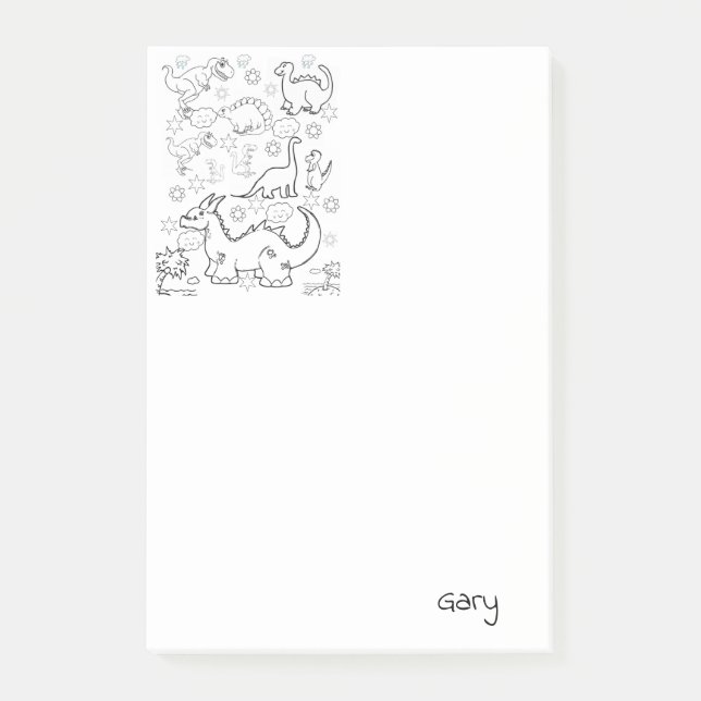 Bloco De Notas Colorindo Dinossauros com Post-it Notes (Frente)