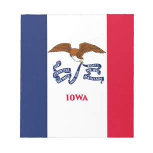 Bloco de notas com a bandeira do estado de Iowa