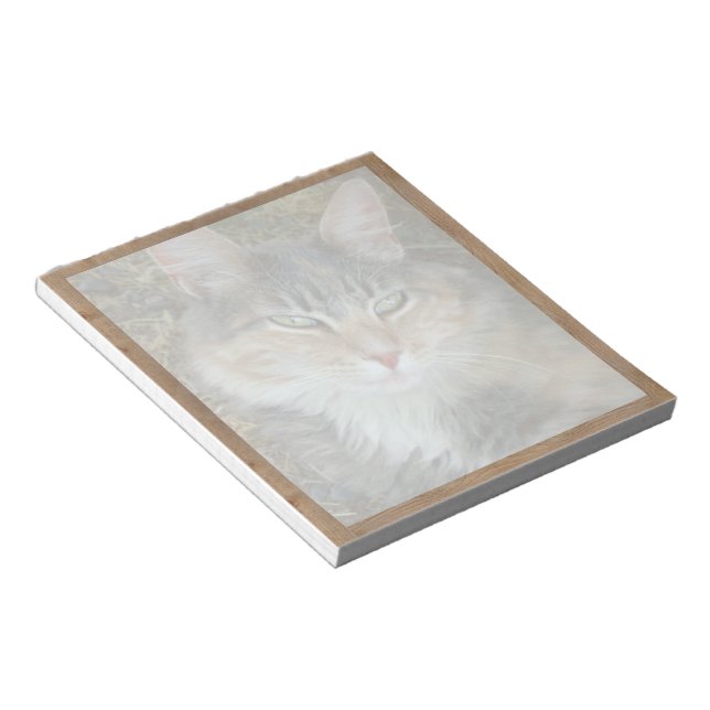 Bloco de notas com a sua fotografia a ficar desvan (Inclinado)