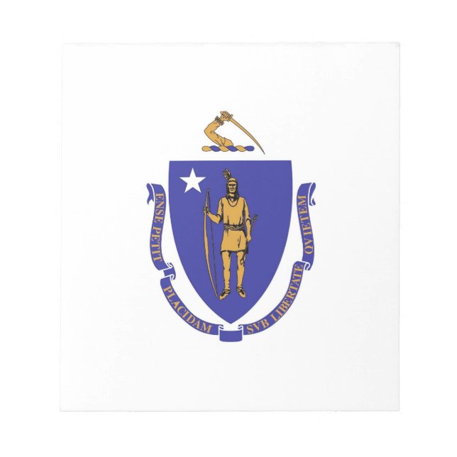 Bloco de notas com bandeira do Estado de Massachus (Frente)