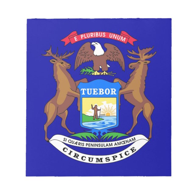 Bloco de notas com bandeira do Estado de Michigan (Frente)