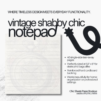 Bloco de Notas com Design Vintage Shabby Chic