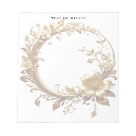 Bloco de Notas com Moldura Adornada Floral Dourada