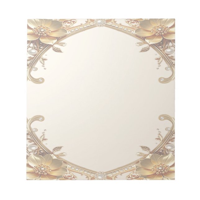 Bloco de Notas com Moldura de Ouro Elegante (Frente)