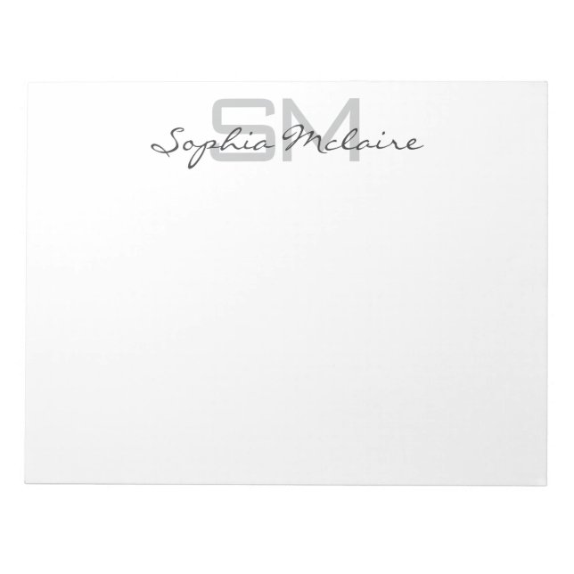 Bloco de Notas com Monograma Elegante e Letra Pers (Frente)
