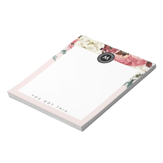 Bloco de Notas com Monograma Floral Chic (Invertido)