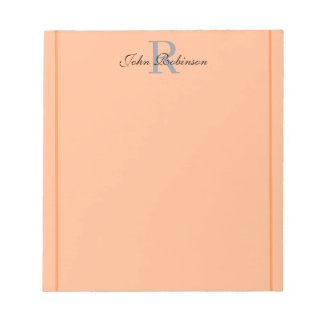 Bloco de Notas com Monograma Laranja Elegante