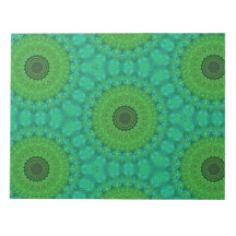 Bloco de Notas com Padrão Circular Verde e Azul