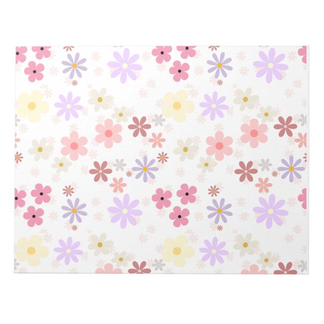 Bloco de notas com padrão floral simples (Frente)