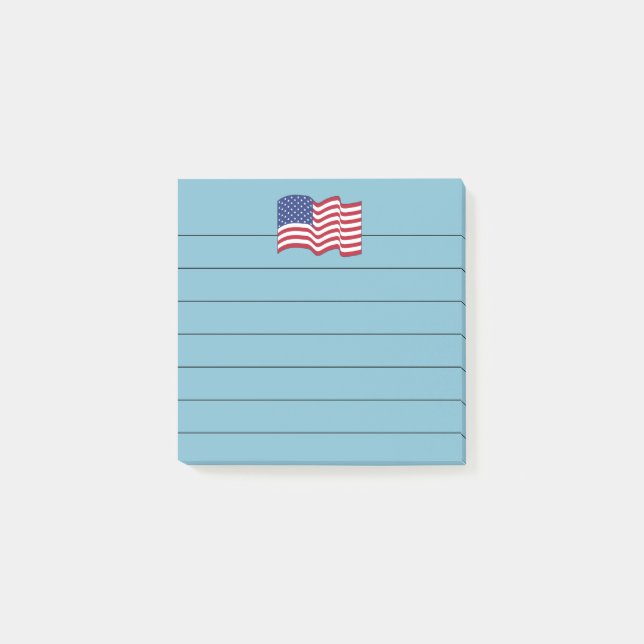 Bloco de Notas com Poste de Bandeira Americana Azu (Frente)