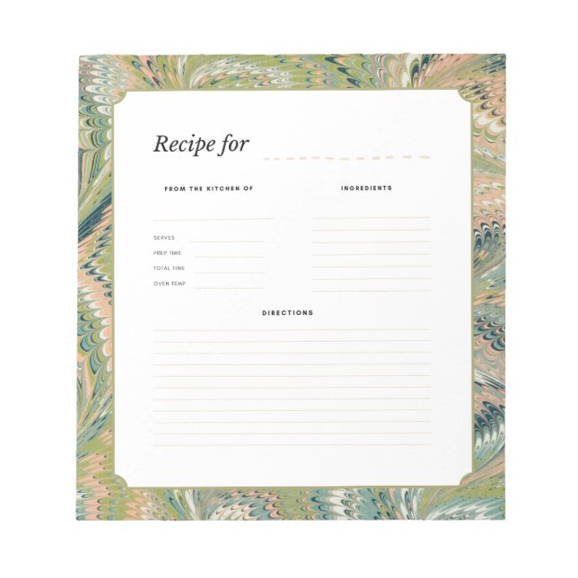 Bloco de Notas com Receita de Papel Mármore Antigo (Frente)