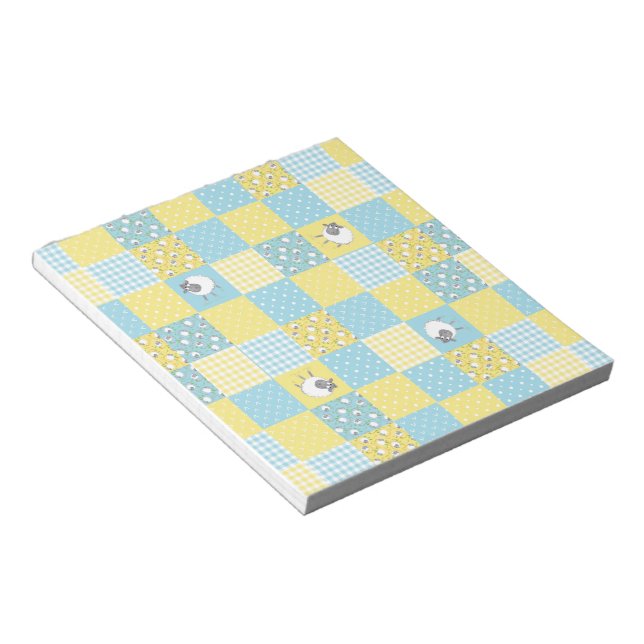 Bloco De Notas Comic Sheep, Country Style, Faux Patchwork Notepad (Inclinado)
