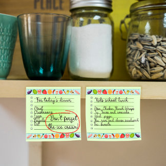 Bloco De Notas Comida colorido para fazer a lista de 3" x 3"