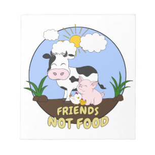 Bloco De Notas Comida dos amigos não - vaca bonito, porco e