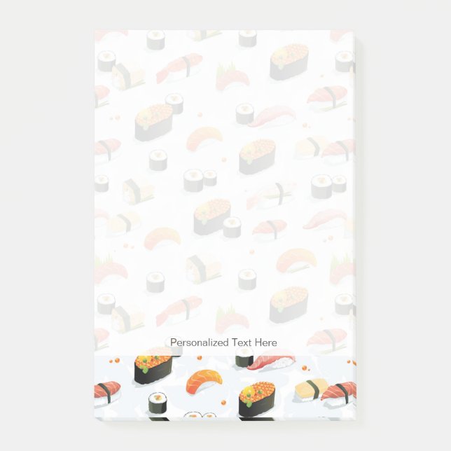 Bloco De Notas Comida japonesa: Teste padrão do sushi (Frente)