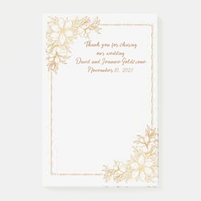 Bloco De Notas Compartilhando Nossas Notas Adesivas de Casamento  (Frente)