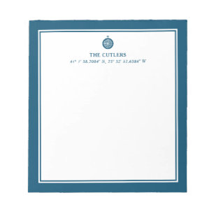Bloco De Notas Compass do Tema Náutico, Azul, Personalizado