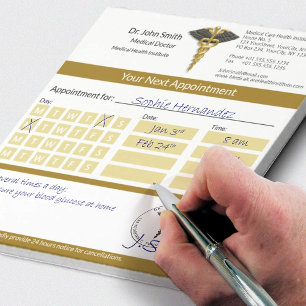 Bloco De Notas Compromisso Médico Dourado Caduceus Black Wings