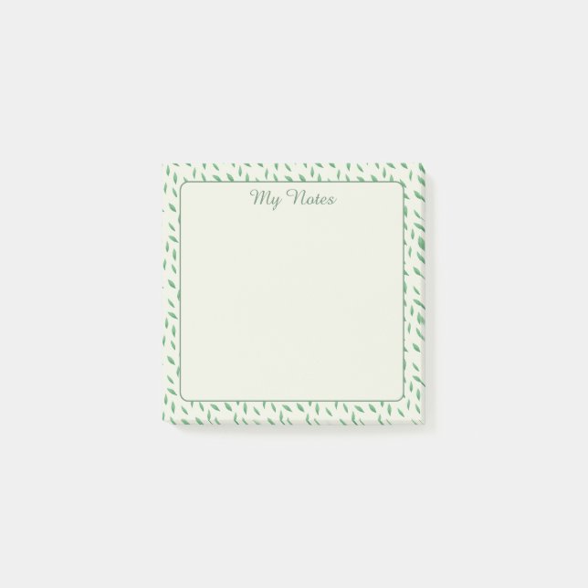 Bloco De Notas con diseño de hojas verdes (Frente)