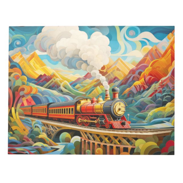 Bloco De Notas Conceito de comboio de locomotiva Cena Abstrato (Frente)