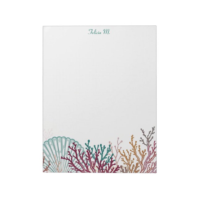 Bloco De Notas Concha de Escalope Azul e Coral (Invertido)