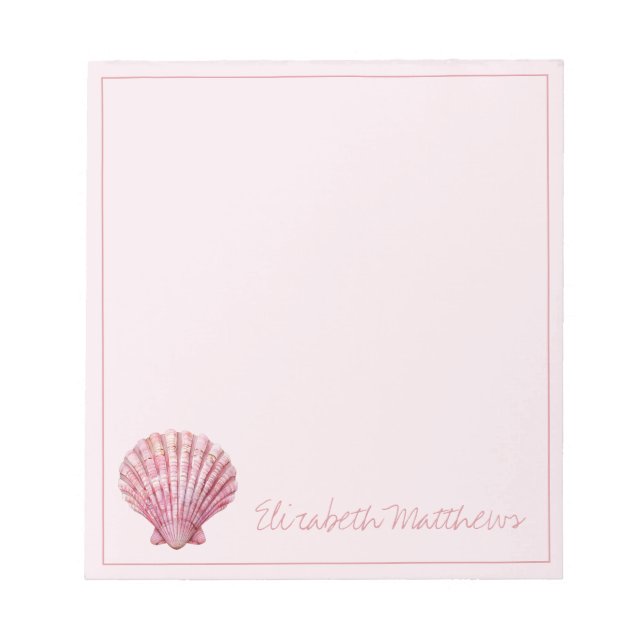 Bloco De Notas Concha de Mar Rosa Costeira Personalizada (Frente)